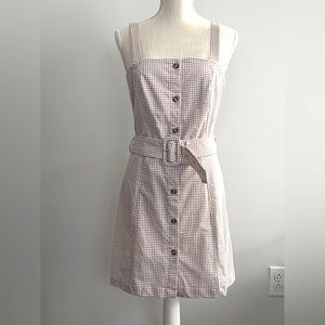 Forever 21 Tan Gingham Belted Dress